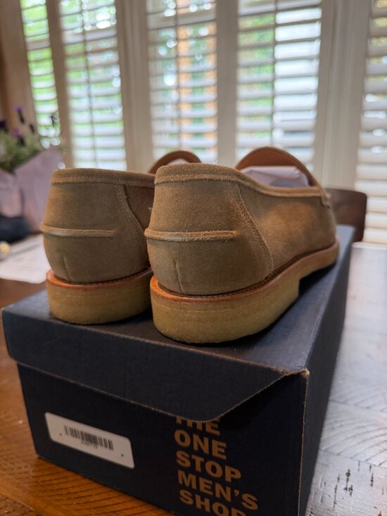 Sanders Made in England Suede Penny Loafers Crepe Sole Tan US11 main image 4